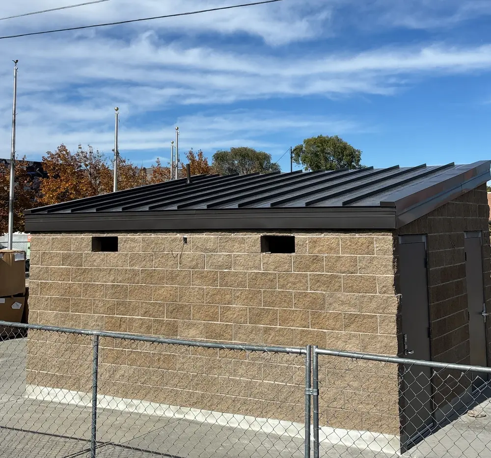 Dark bronze metal roof by Homer Roofing on the Midland project in Tremonton, Utah